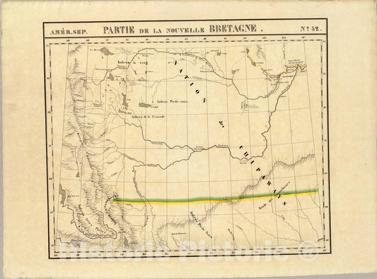 Historic Map : Partie, Nouvelle Bretagne. Amer. Sep. 32., 1827, Vintage Wall Art