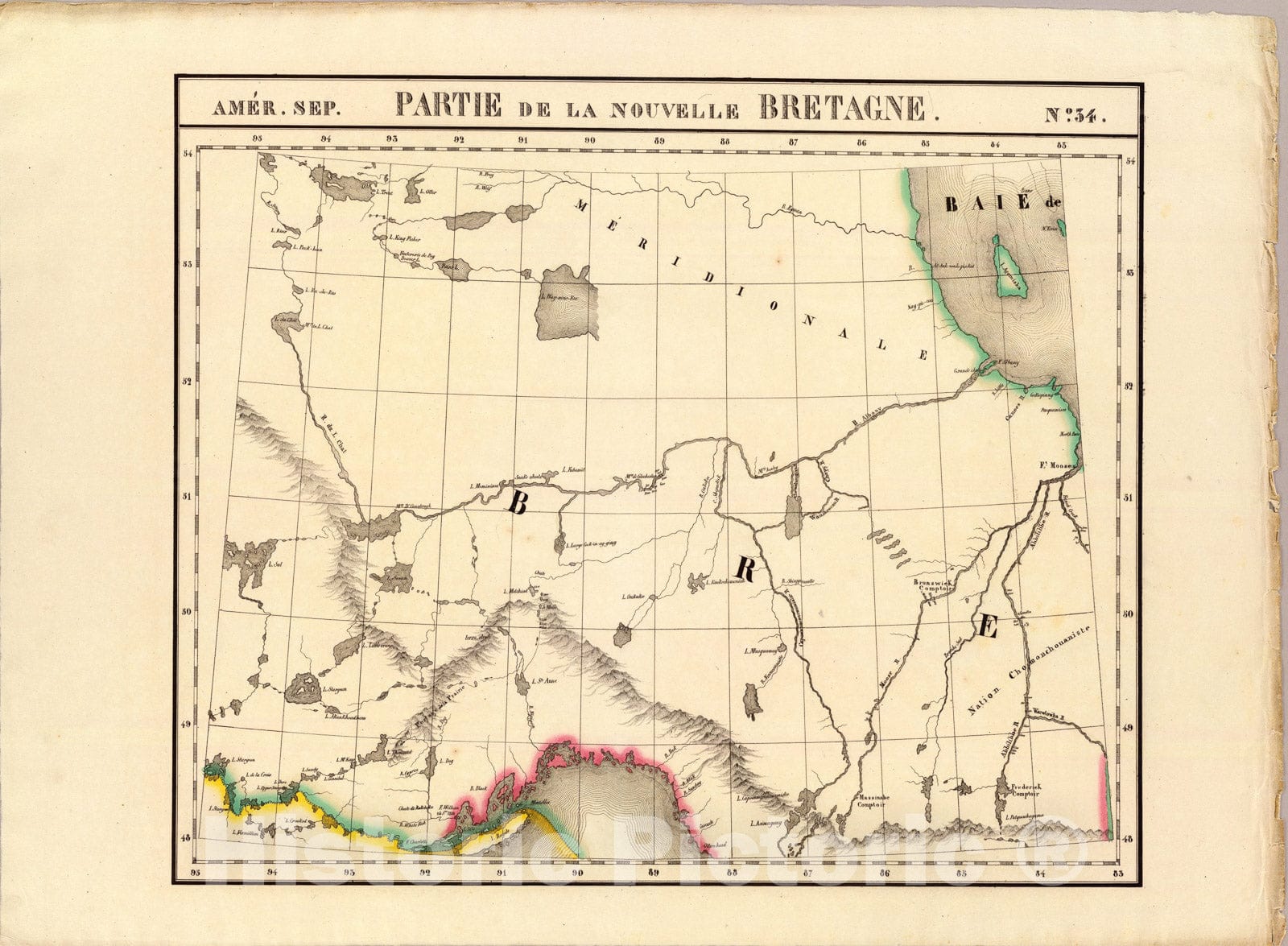 Historic Map : Partie, Nouvelle Bretagne. Amer. Sep. 34., 1827, Vintage Wall Art