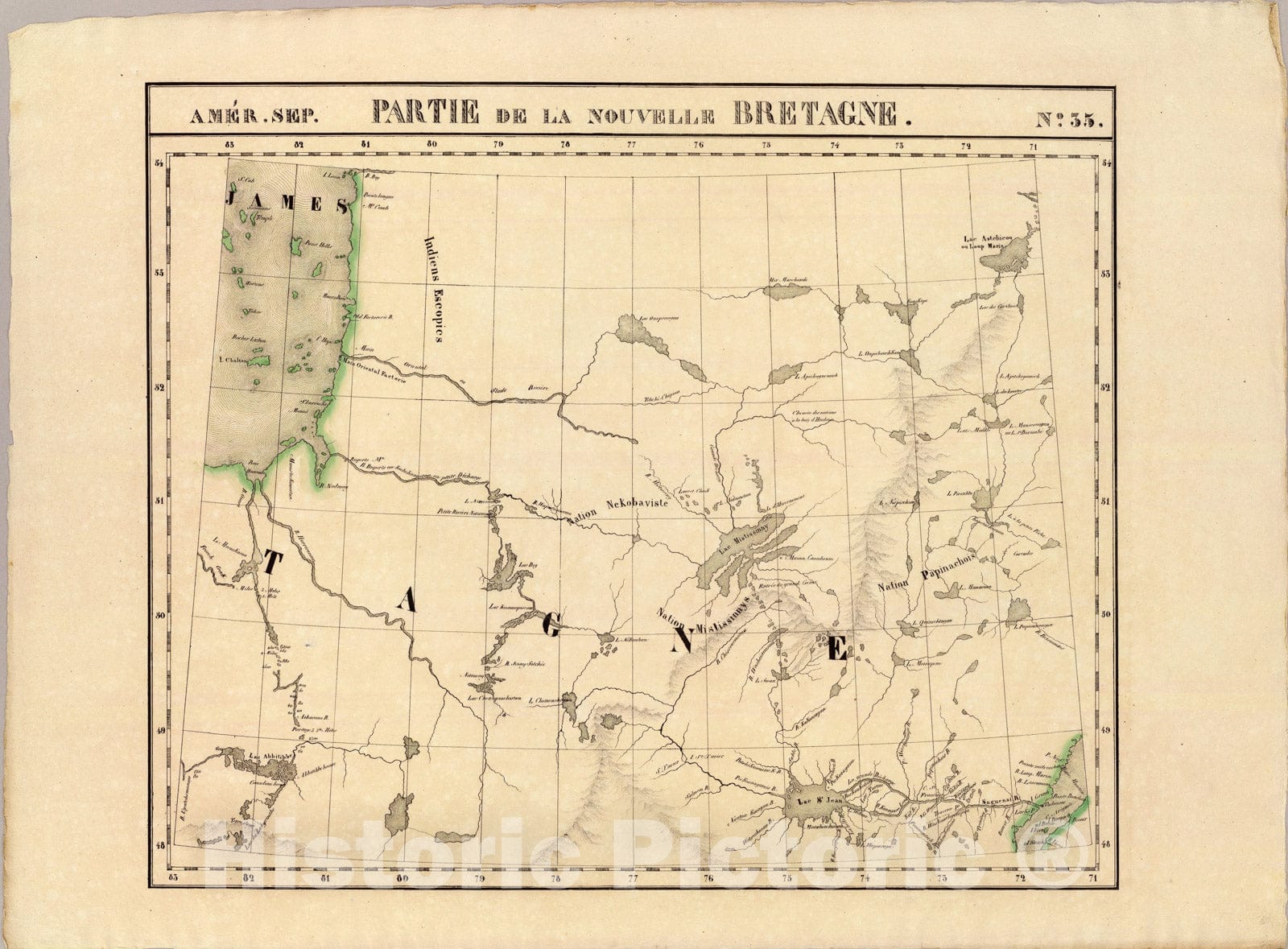 Historic Map : Partie, Nouvelle Bretagne. Amer. Sep. 35., 1827, Vintage Wall Art