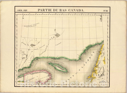 Historic Map : Partie du Bas Canada. Amer. Sep. 36., 1827, Vintage Wall Art