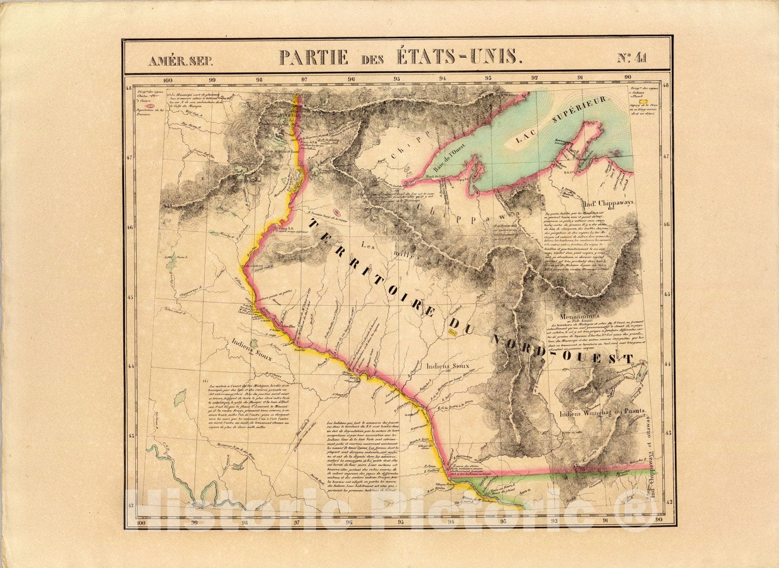 Historic Map : Partie des Etats-Unis. Amer. Sep. 41., 1827, Vintage Wall Art