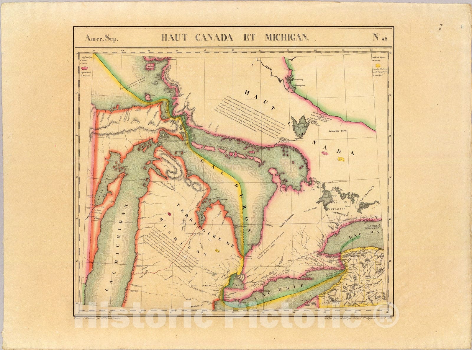 Upper Canada and Michigan - Mining Map, 1827 - Vandermaelen Atlas Print