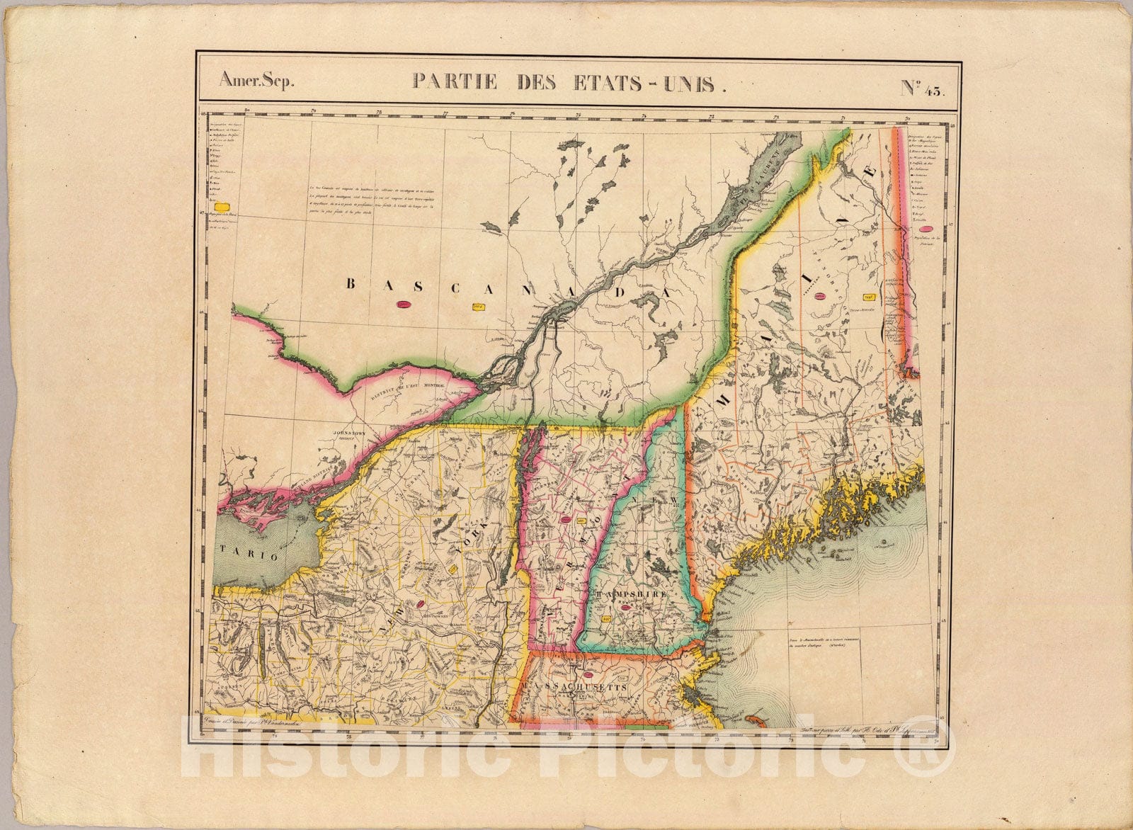 Historic Map : Partie des Etats-Unis. Amer. Sep. 43., 1827, Vintage Wall Art