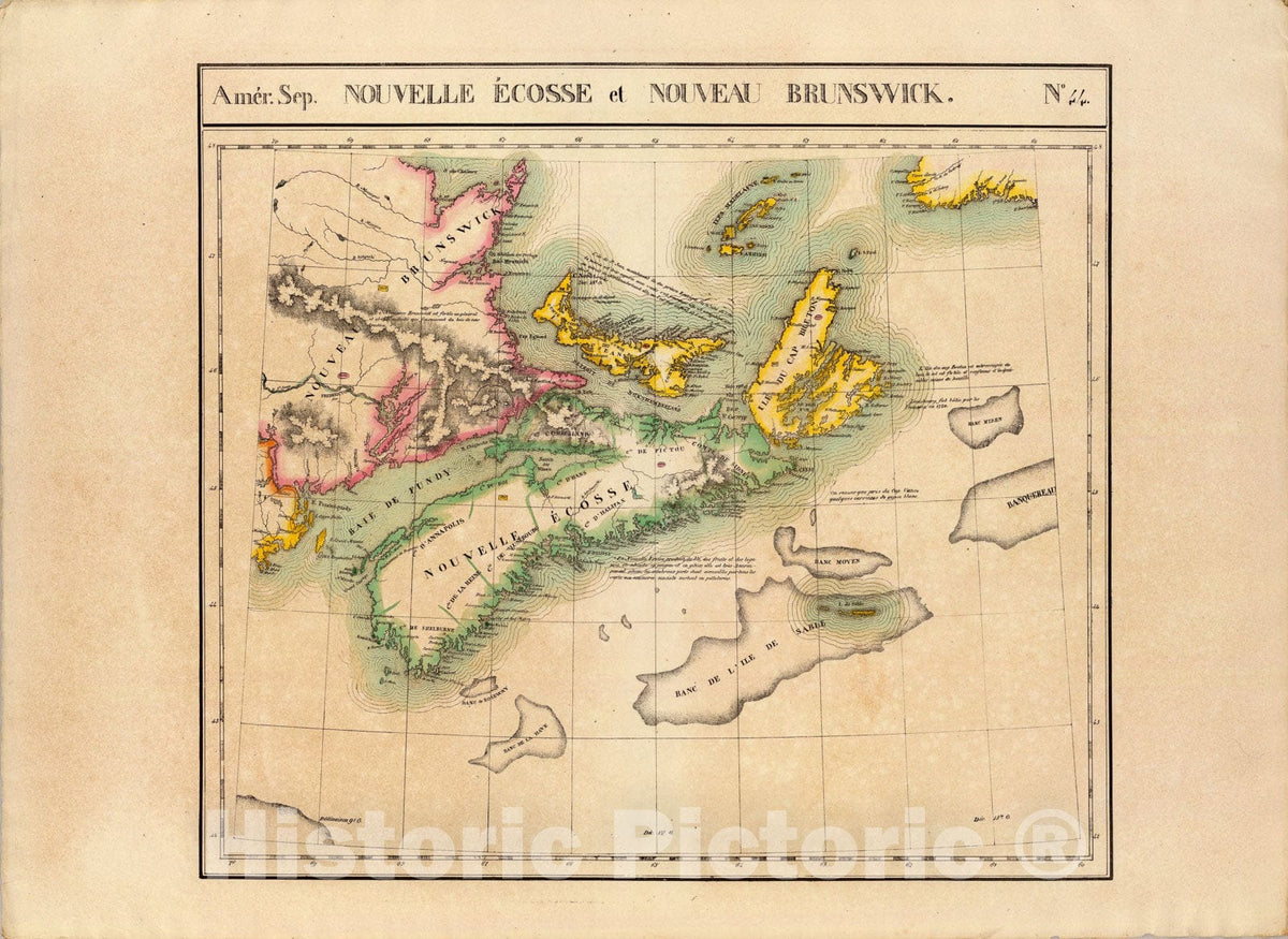 Historic Map : Nlle. Ecosse et Nouv. Brunswick. Amer. Sep. 44., 1827, Vintage Wall Art
