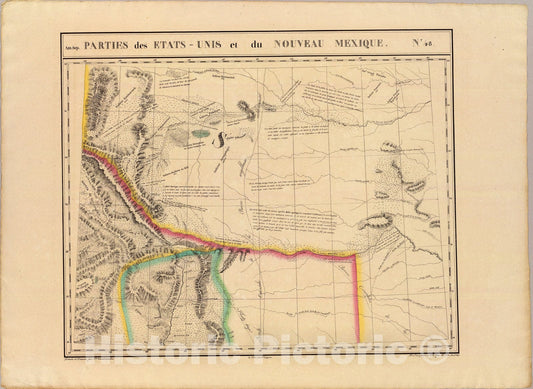 Historic Map : Parties, Etats-Unis et Nouv. Mexique. Amer. Sep. 48., 1827, Vintage Wall Art