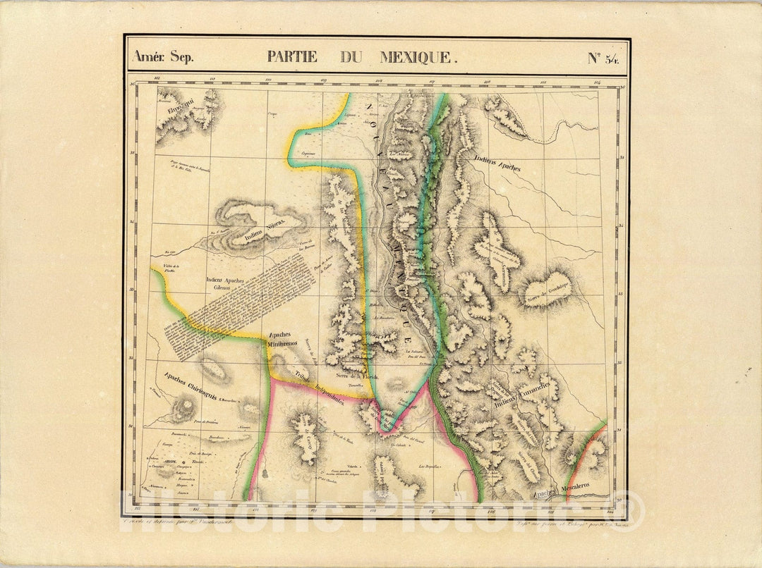 Historic Map : Partie du Mexique. Amer. Sep. 54., 1827, Vintage Wall Art