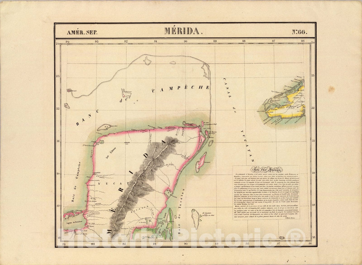Historic Map : Merida. Amer. Sep. 66., 1827, Vintage Wall Art
