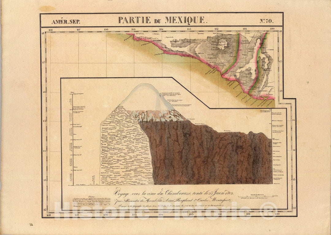 Historic Map : Partie du Mexique. Amer. Sep. 70., 1827, Vintage Wall Art