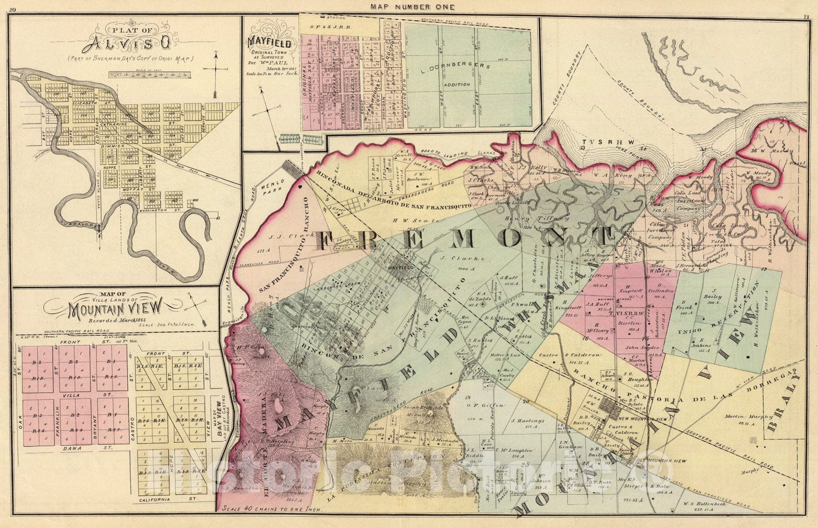 Historic Map : Santa Clara Co. 1., 1876, Vintage Wall Art