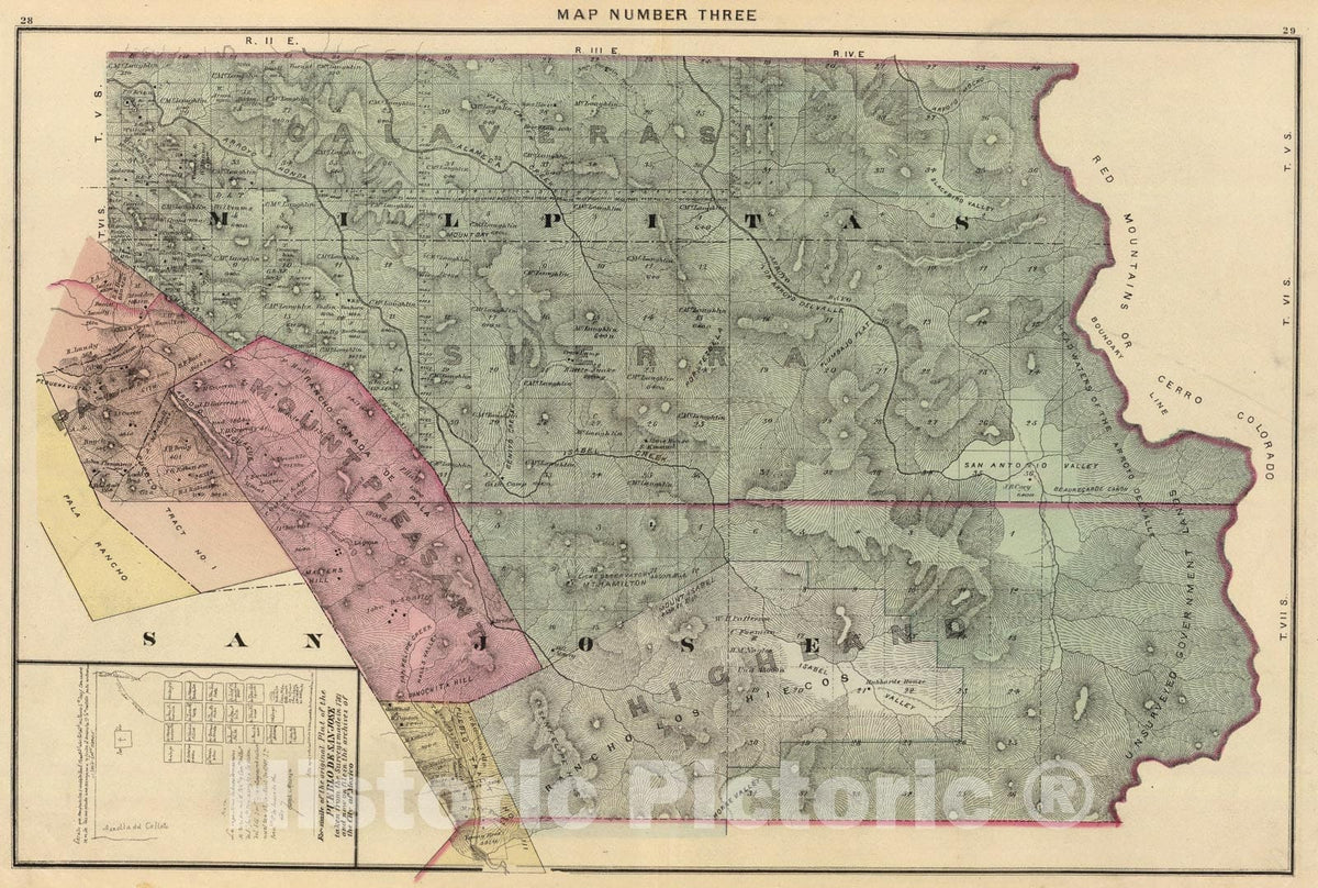 Historic Map : Santa Clara Co. 3., 1876, Vintage Wall Art