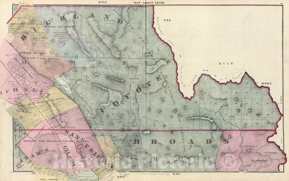 Historic Map : Santa Clara Co. 7., 1876, Vintage Wall Art
