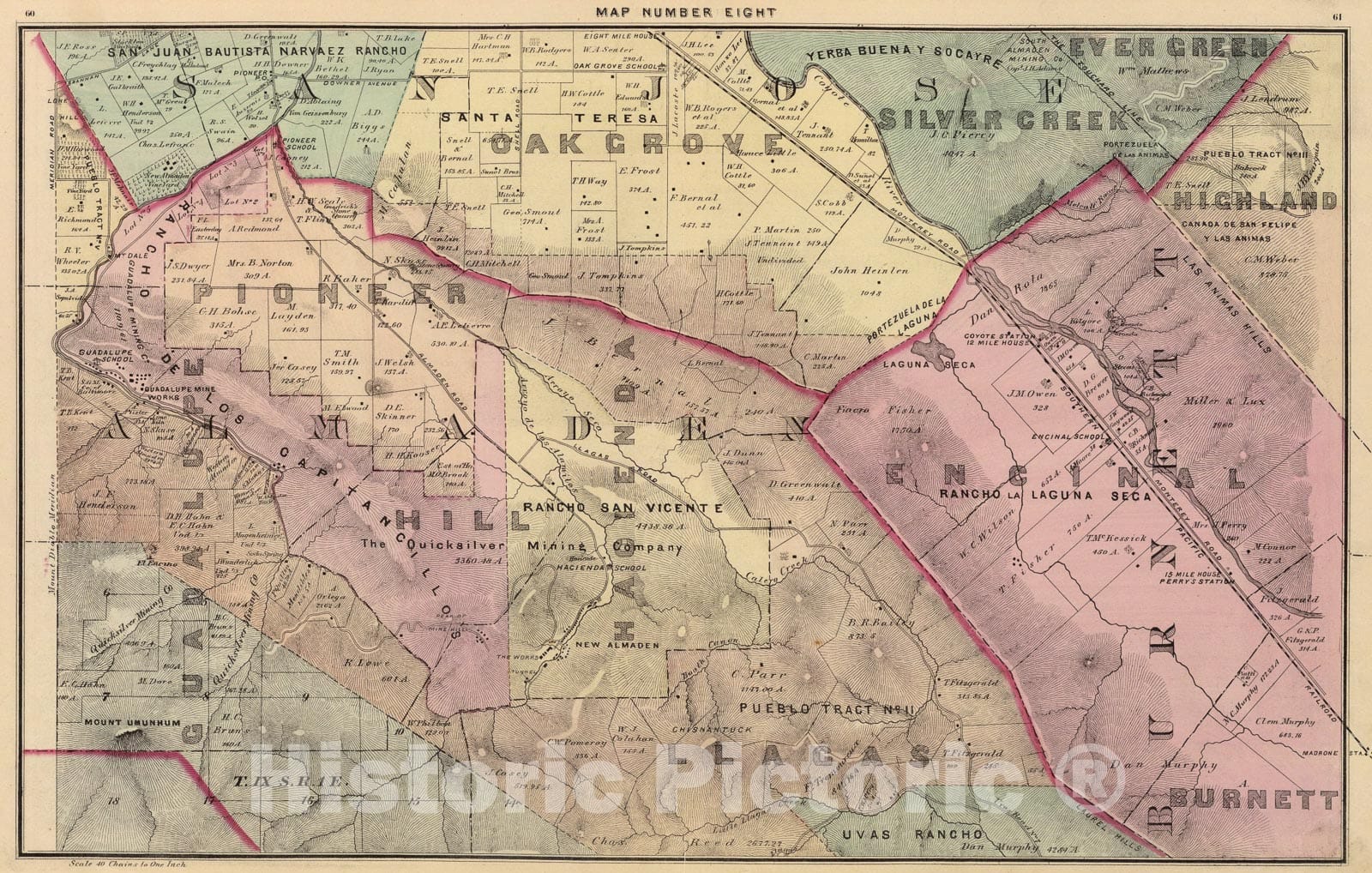 Historic Map : Santa Clara Co. 8., 1876, Vintage Wall Art