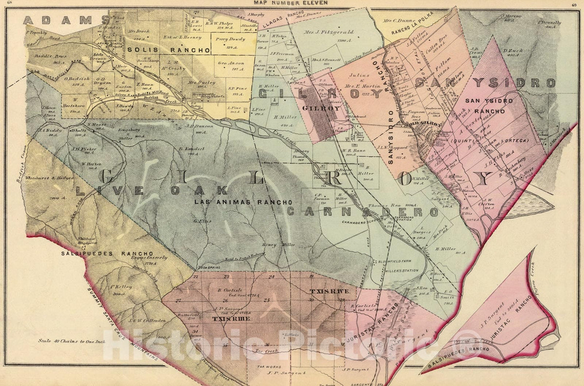 Historic Map : Santa Clara Co. 11., 1876, Vintage Wall Art
