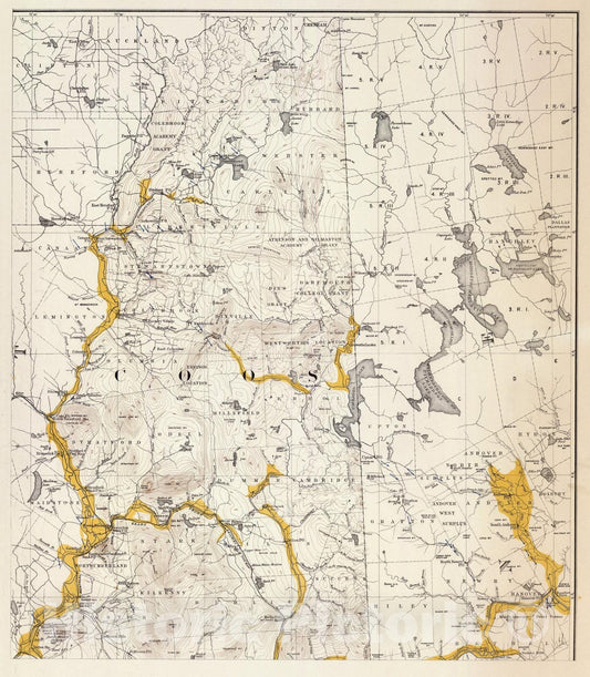 Historic Map : (Topographic and glacial feature map of New Hampshire. Sheet 1), 1878, Vintage Wall Art