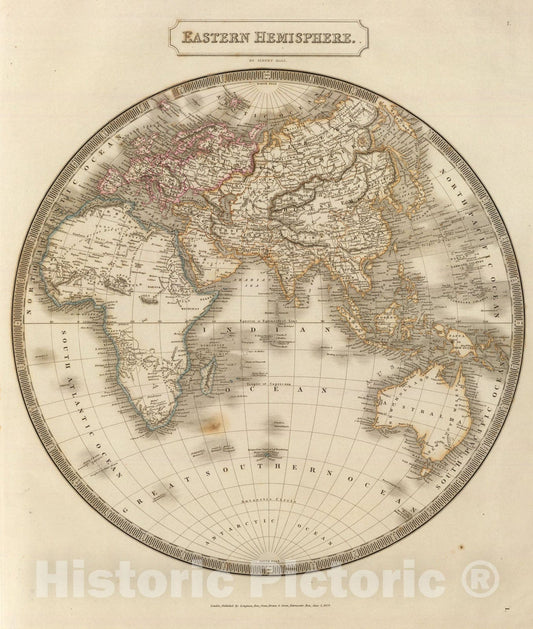 Historic Map : E. Hemisphere., 1829, Vintage Wall Art