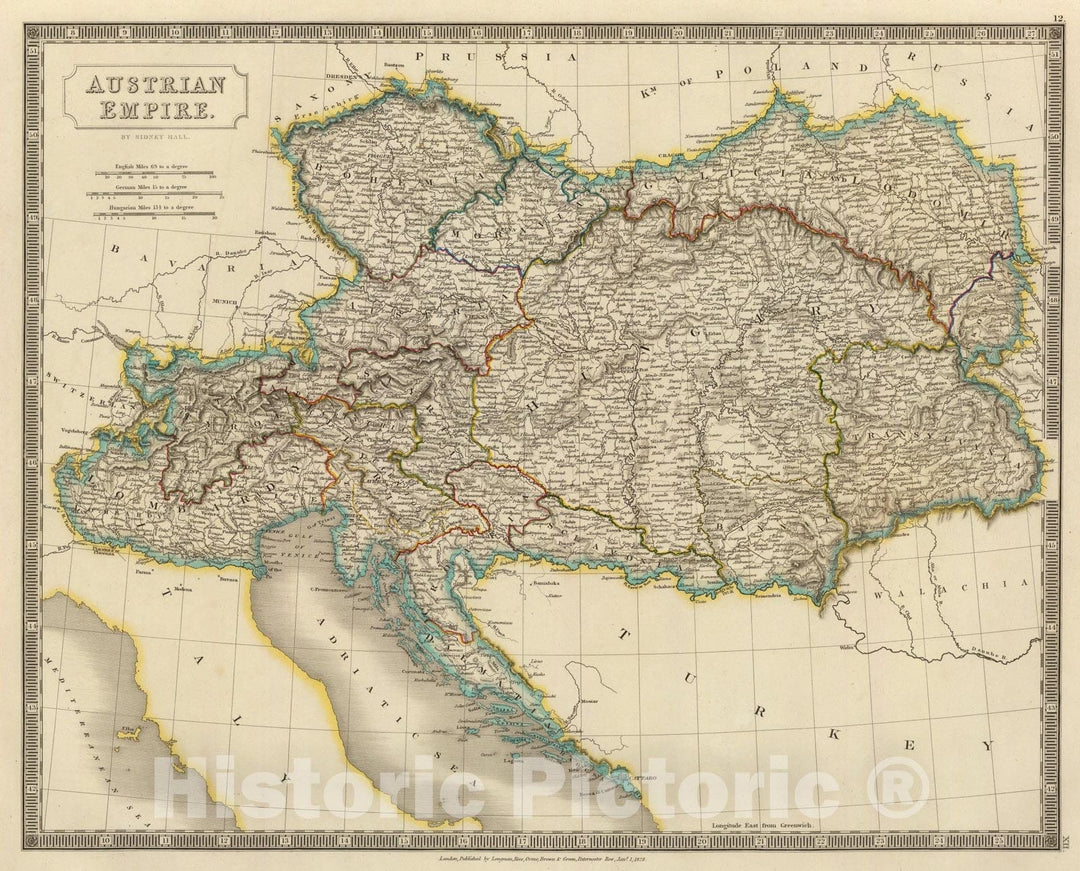 Historic Map : Austrian Empire., 1828, Vintage Wall Art