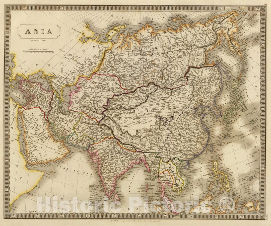 Historic Map : Asia., 1829, Vintage Wall Art