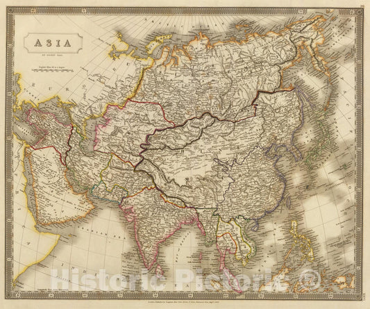 Historic Map : Asia., 1829, Vintage Wall Art