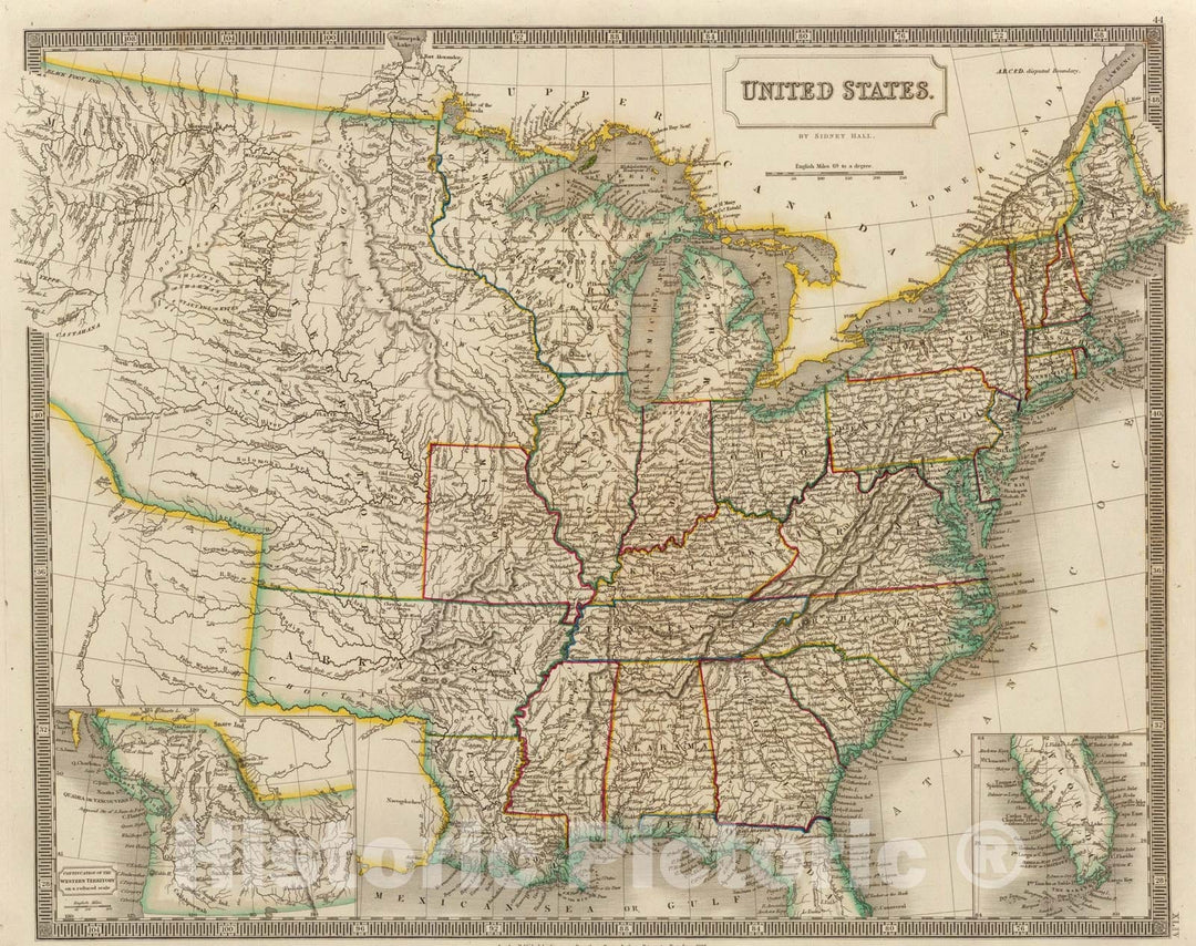 Historic Map : United States., 1828, Vintage Wall Art