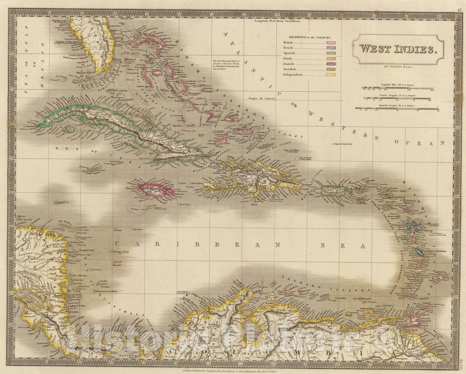 Historic Map : West Indies., 1827, Vintage Wall Art