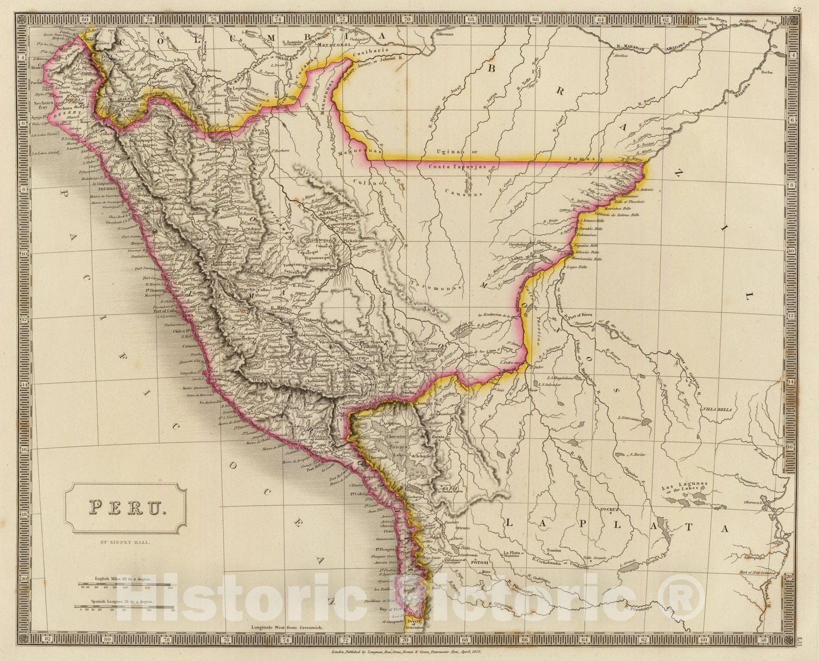 Historic Map : Peru., 1828, Vintage Wall Art