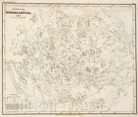 Historic Map : Himmelskugel, nordliche., 1846, Vintage Wall Art