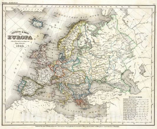Historic Map : Europa., 1843, Vintage Wall Art