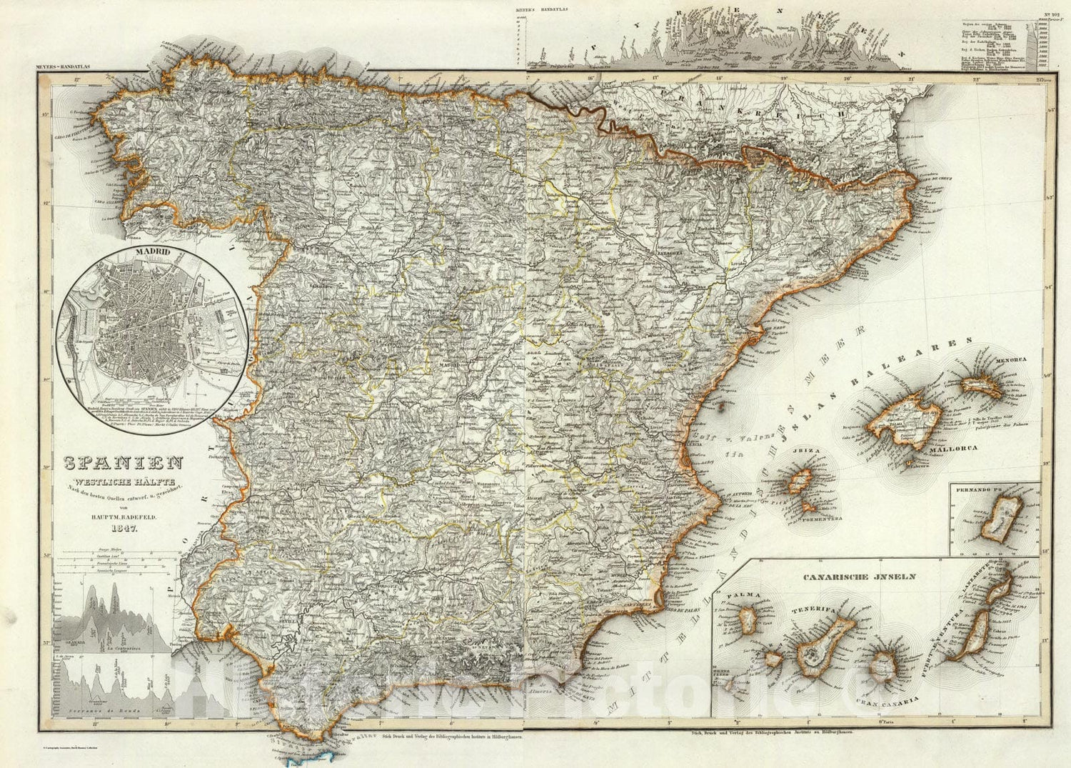 Historic Map : Composite: Spanien., 1847, Vintage Wall Art