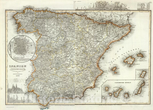 Historic Map : Composite: Spanien., 1847, Vintage Wall Art