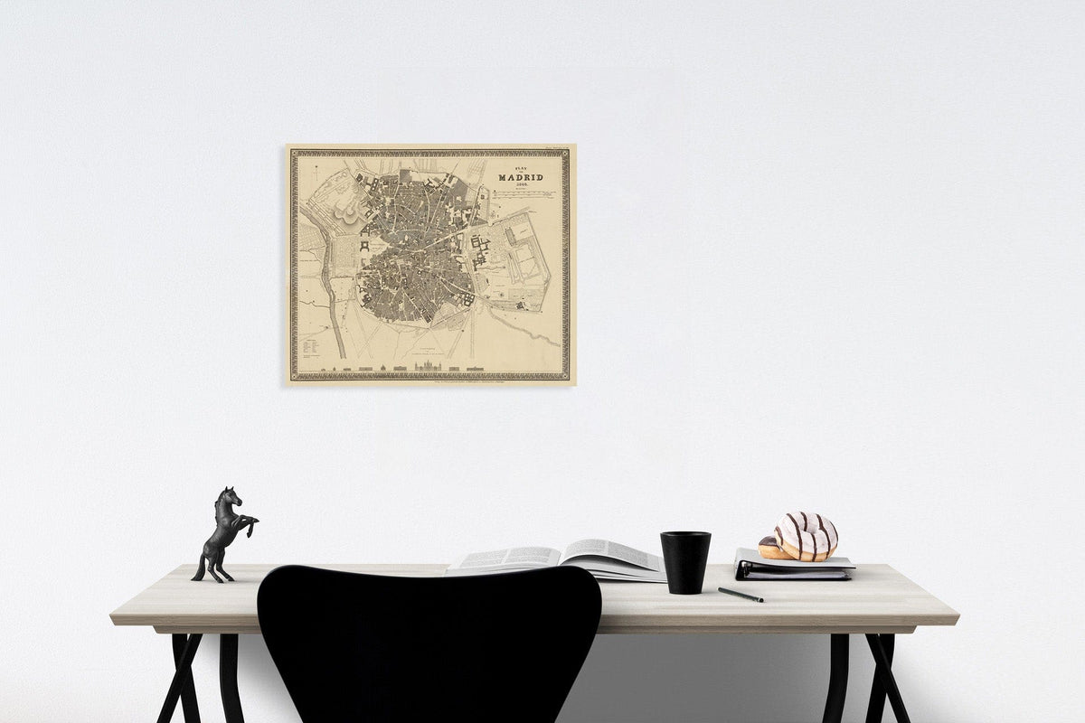 Madrid 1844 Historical City Plan - Meyer's Hand-Atlas Engraving
