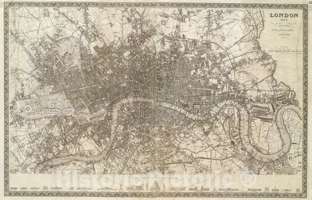 Historic Map : London., 1845, Vintage Wall Art