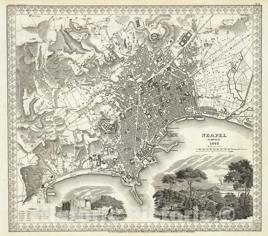 Historic Map : Neapel, Napoli., 1845, Vintage Wall Art