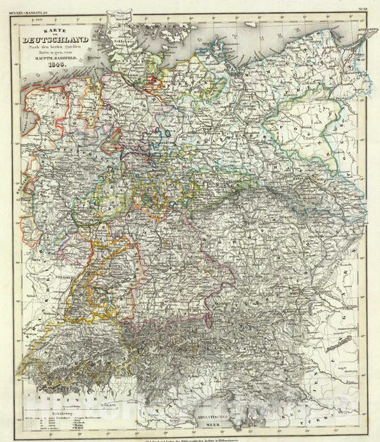 Historic Map : Deutschland., 1848, Vintage Wall Art
