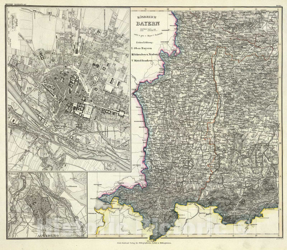 Historic Map : Bayern III., 1858, Vintage Wall Art