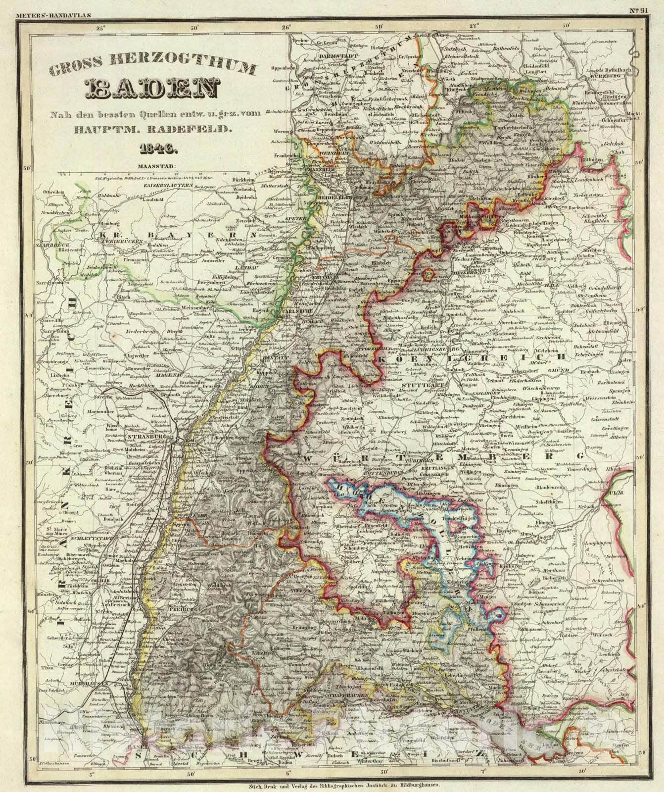 Historic Map : Baden., 1846, Vintage Wall Art