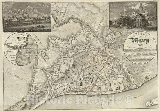 Historic Map : Mainz., 1849, Vintage Wall Art