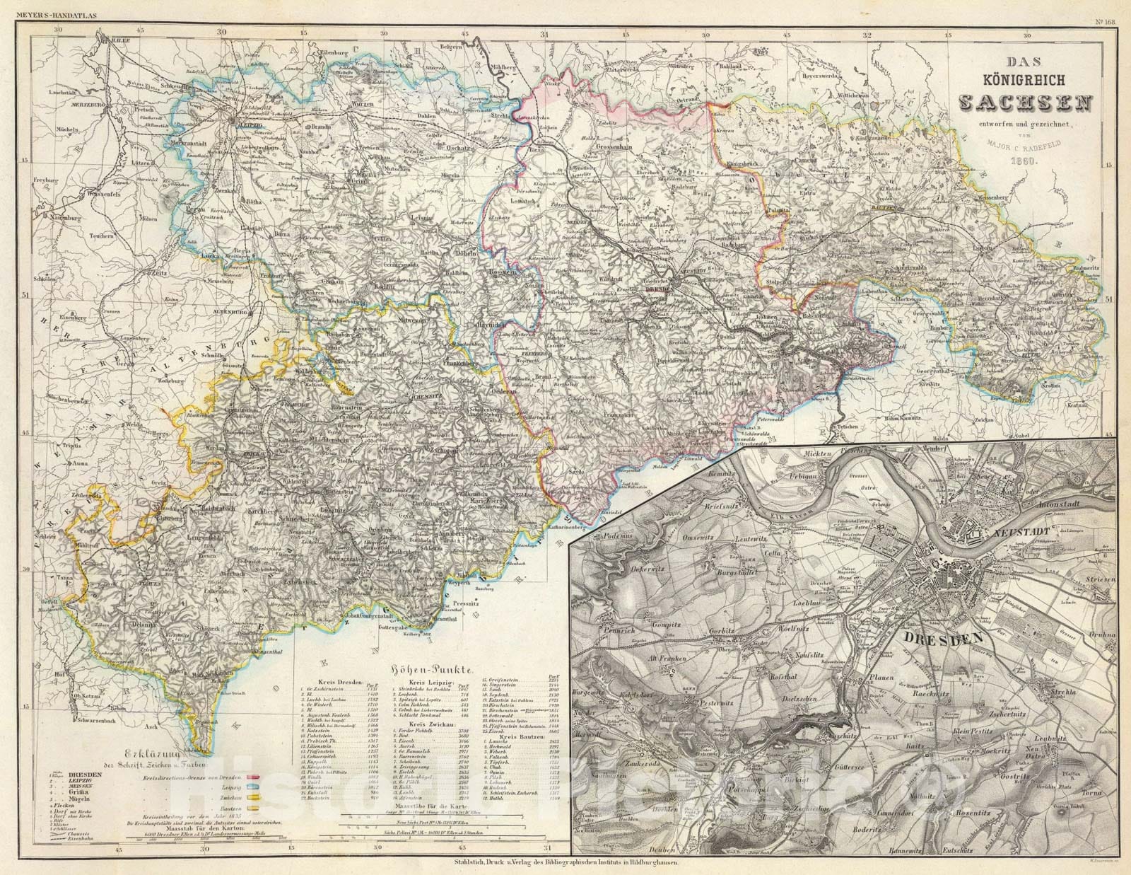 Historic Map : Sachsen., 1860, Vintage Wall Art