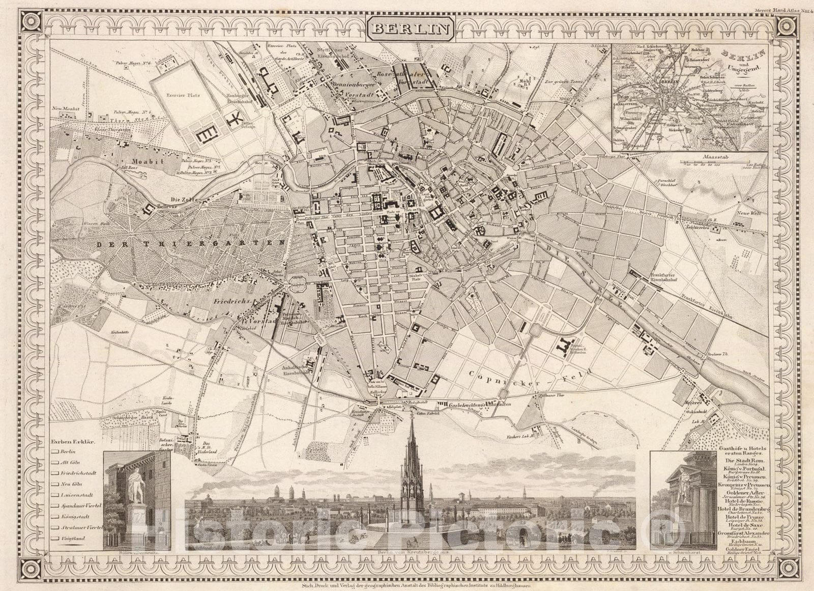 Historic Map : Berlin., 1860, Vintage Wall Art