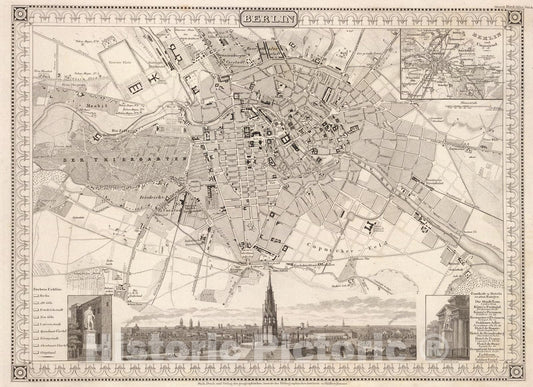 Historic Map : Berlin., 1860, Vintage Wall Art
