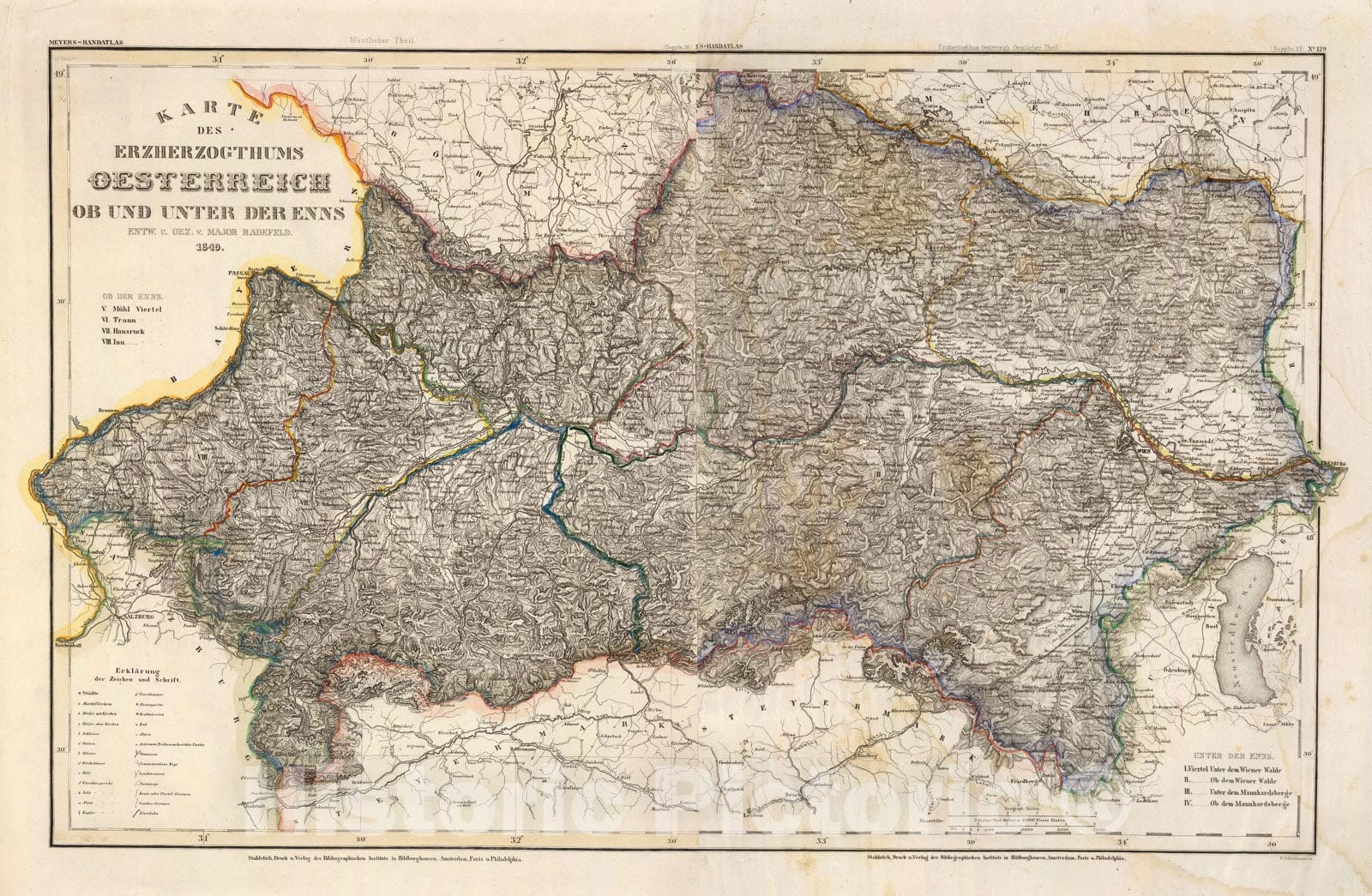 Historic Map : Composite: Oesterreich., 1849, Vintage Wall Art