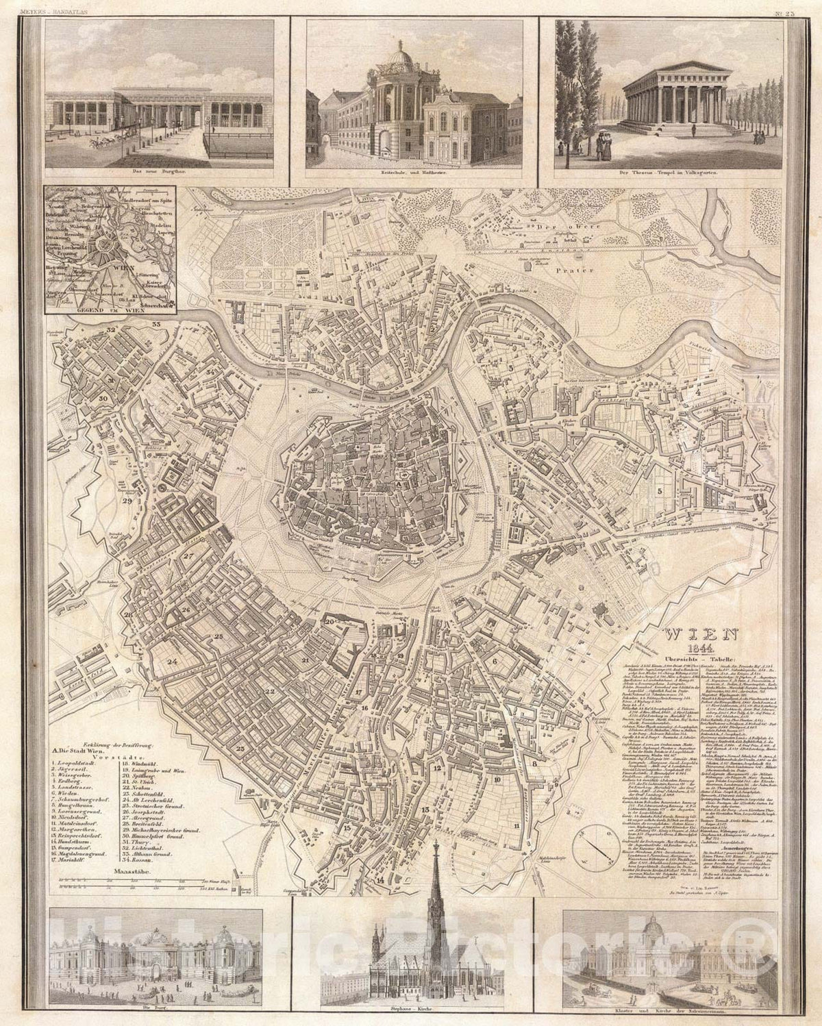 Historic Map : Wien., 1844, Vintage Wall Art