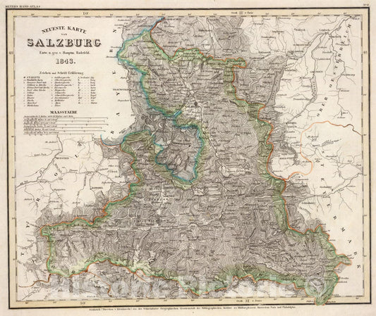 Historic Map : Salzburg., 1843, Vintage Wall Art