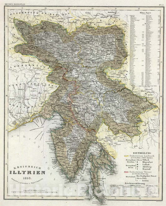 Historic Map : Illyrien., 1853, Vintage Wall Art