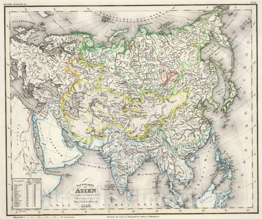 Historic Map : Flusskarte, Asien., 1848, Vintage Wall Art
