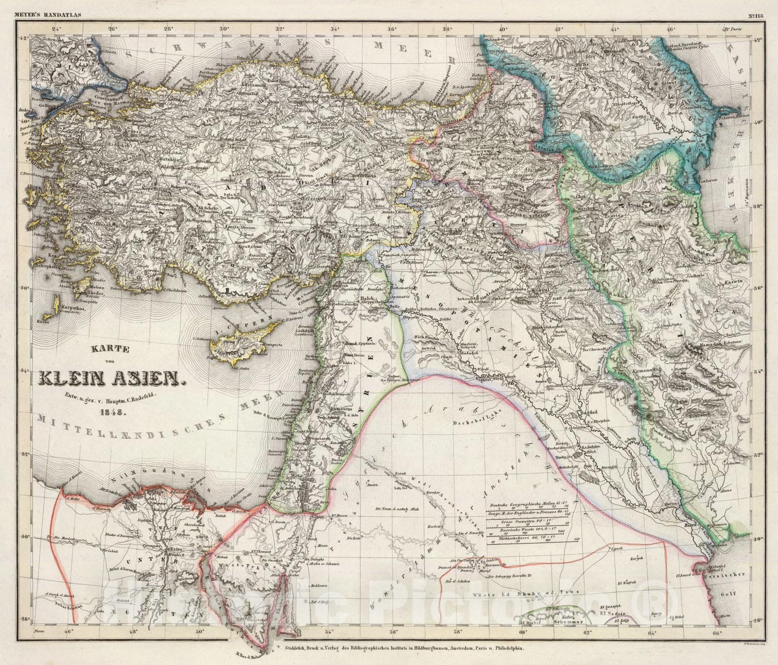 Historic Map : Klein Asien., 1848, Vintage Wall Art