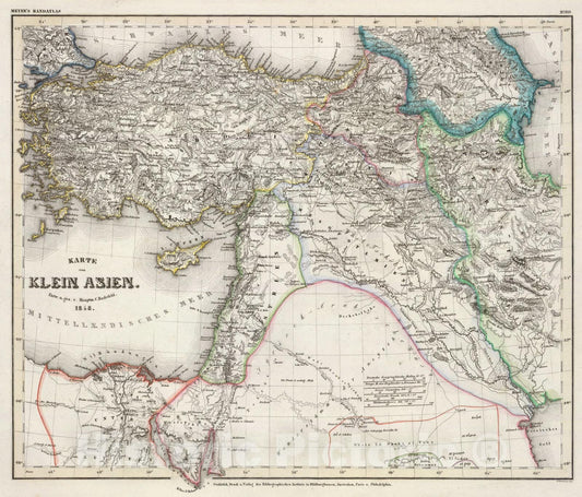 Historic Map : Klein Asien., 1848, Vintage Wall Art
