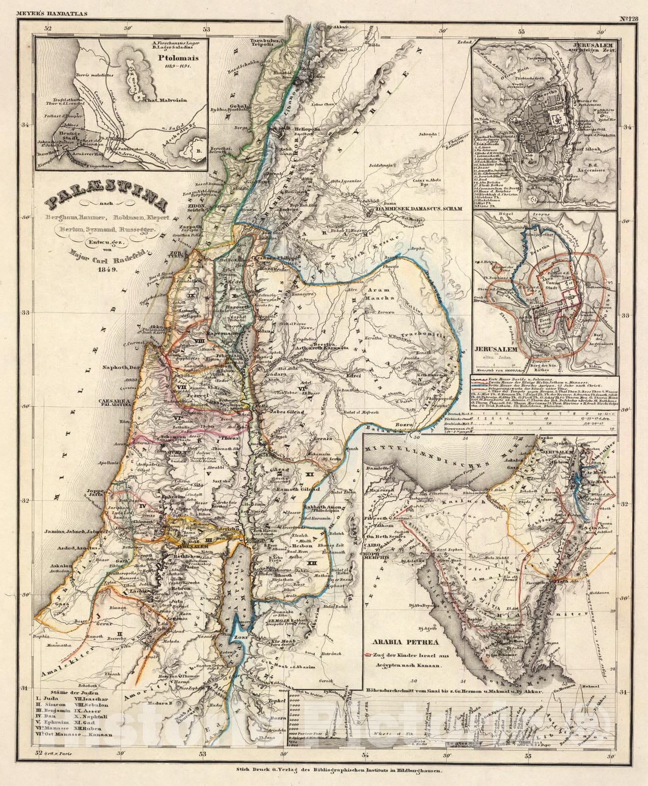 Historic Map : Palaestina., 1849, Vintage Wall Art