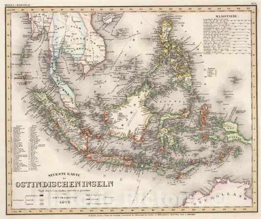Historic Map : Ostindischen Inseln., 1844, Vintage Wall Art