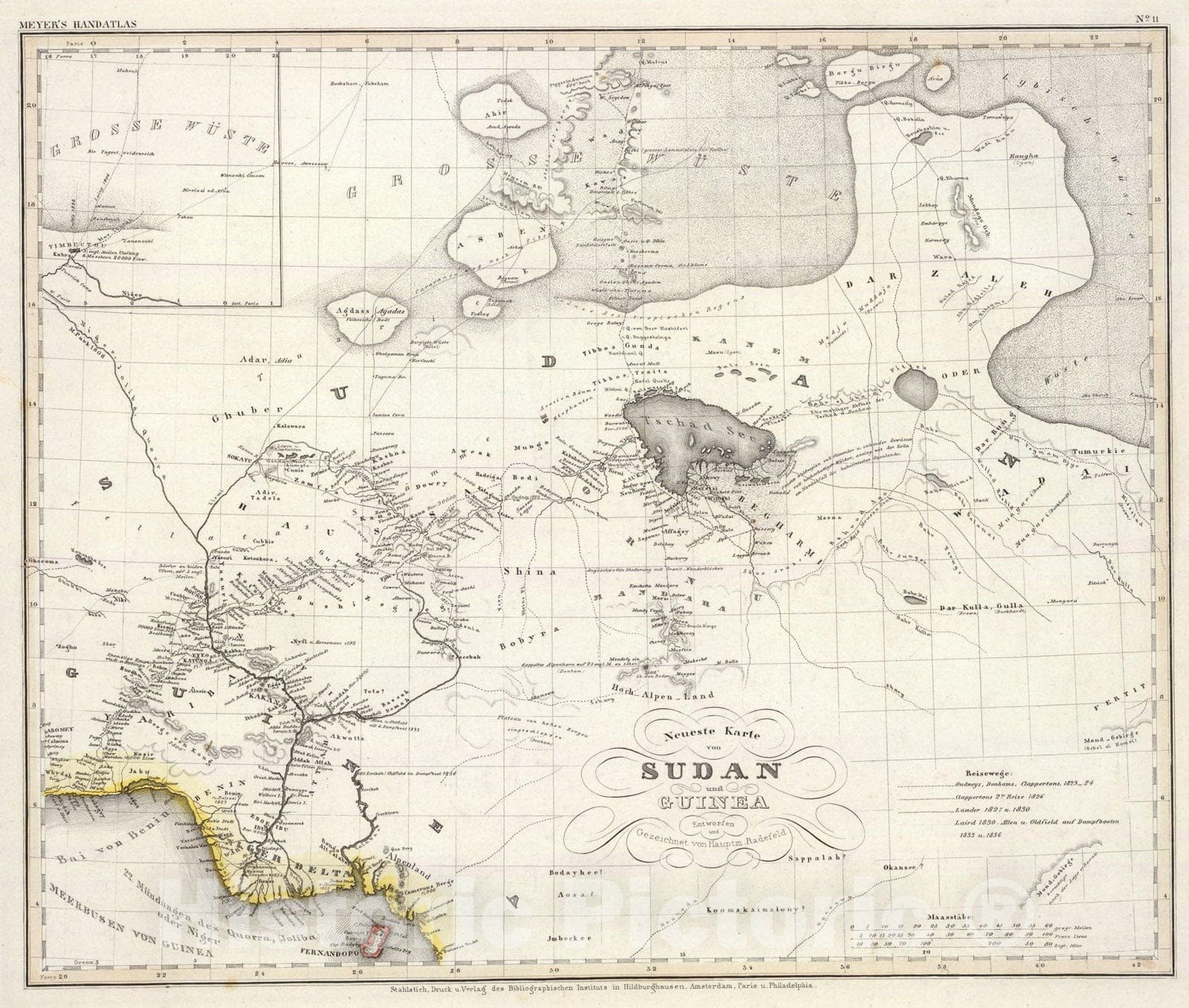 Historic Map : Sudan, Guinea., 1860, Vintage Wall Art