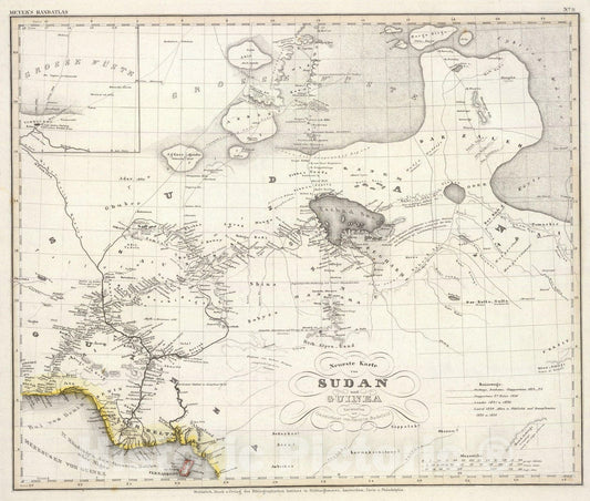 Historic Map : Sudan, Guinea., 1860, Vintage Wall Art